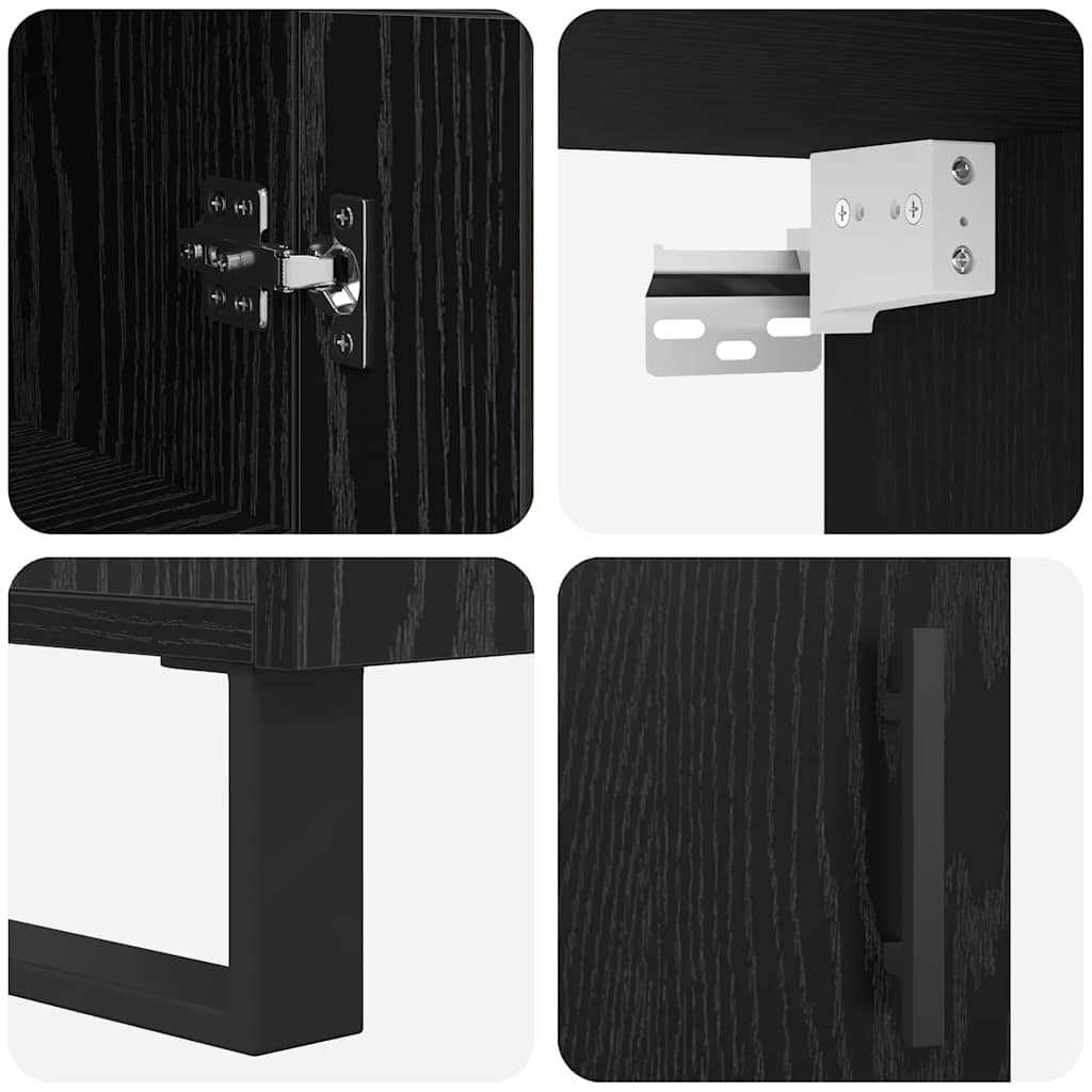 vidaXL Highboard Μαύρη Οξυά 34,5 x 34 x 180 εκ. Επεξεργασμένο ξύλο