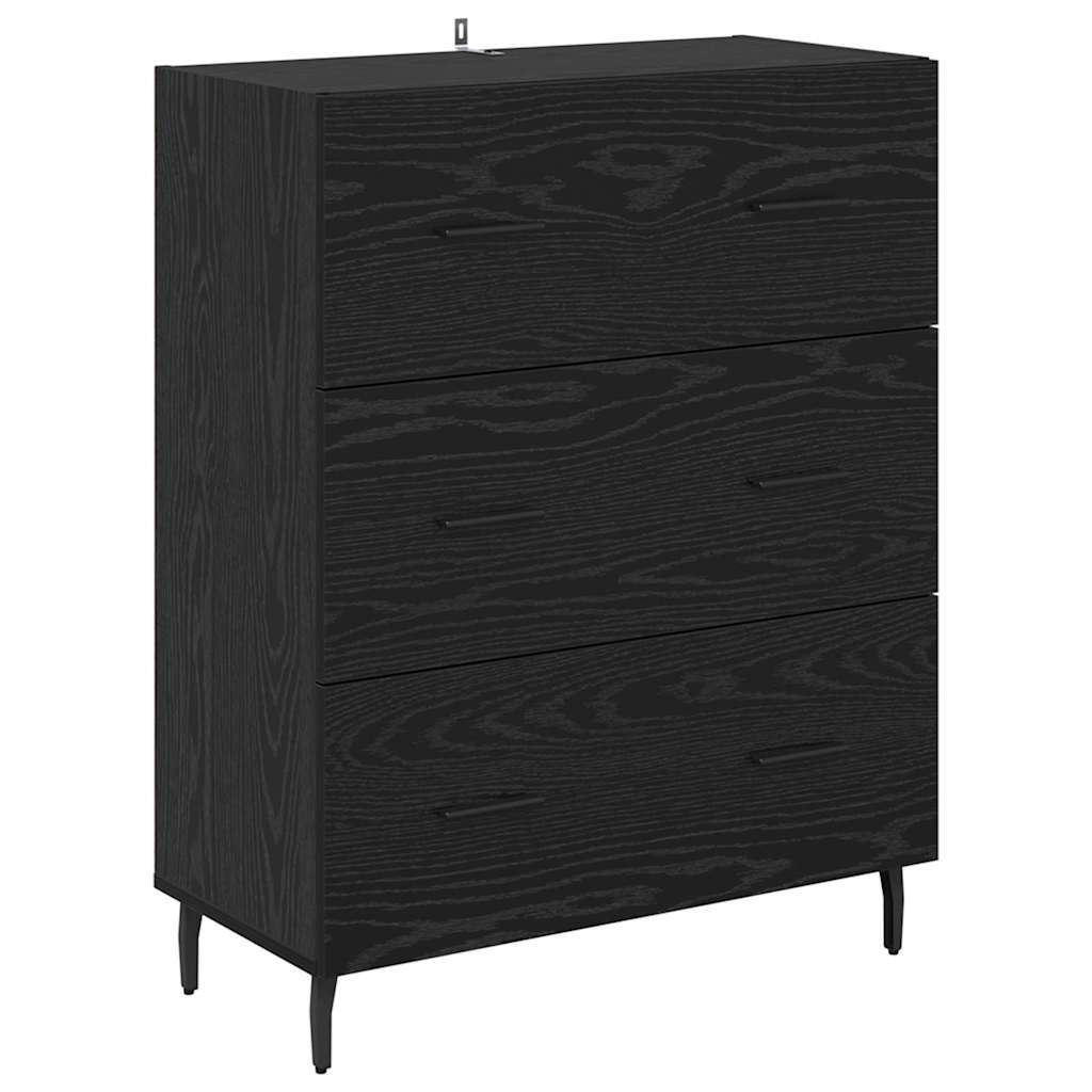 vidaXL Highboard Μαύρη Οξυά 69,5 x 34 x 180 εκ. Σύνθετο Ξύλο και Γυαλί
