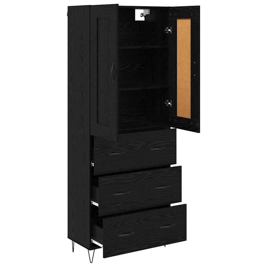 vidaXL Highboard Μαύρη Οξυά 69,5 x 34 x 180 εκ. Επεξεργασμένο ξύλο