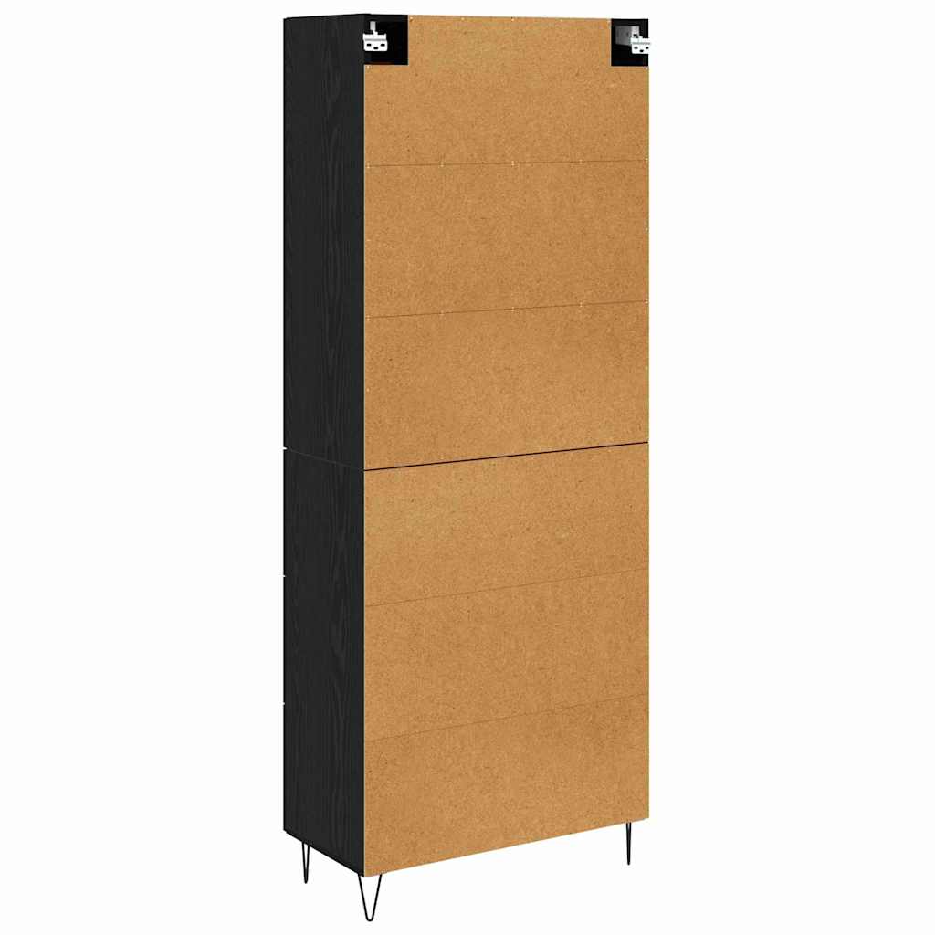 vidaXL Highboard Μαύρη Οξυά 69,5 x 34 x 180 εκ. Επεξεργασμένο ξύλο