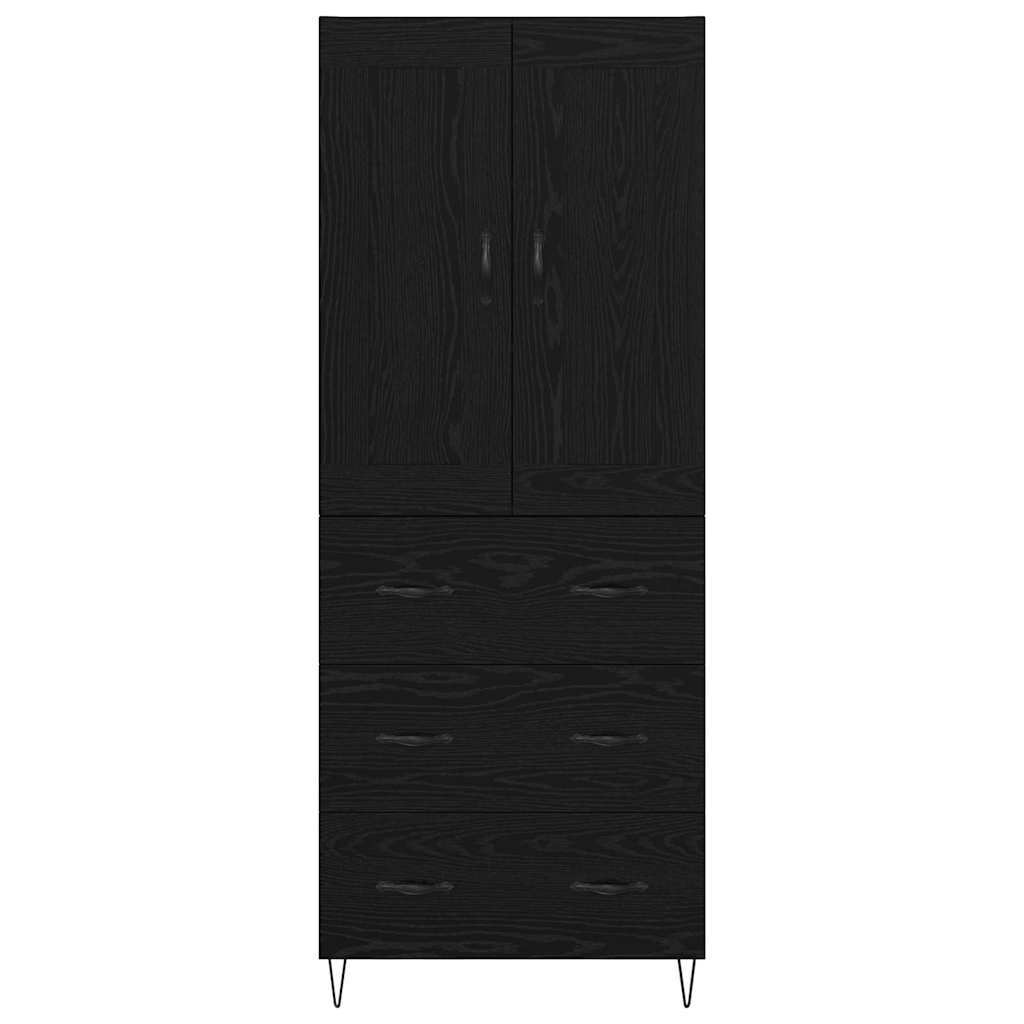 vidaXL Highboard Μαύρη Οξυά 69,5 x 34 x 180 εκ. Επεξεργασμένο ξύλο