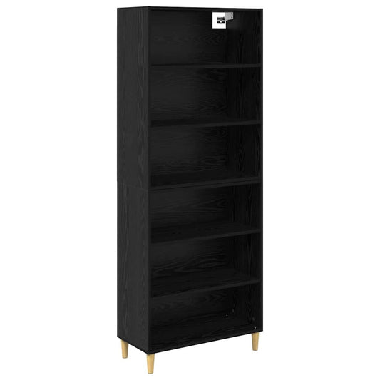 vidaXL Highboard Μαύρη Οξυά 69,5 x 32,5 x 180 εκ Επεξεργασμένο ξύλο