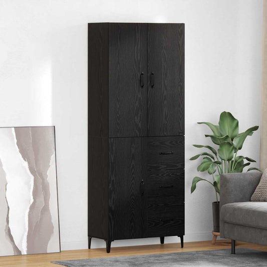 vidaXL Highboard Μαύρη Οξυά 69,5 x 34 x 180 εκ. Επεξεργασμένο ξύλο