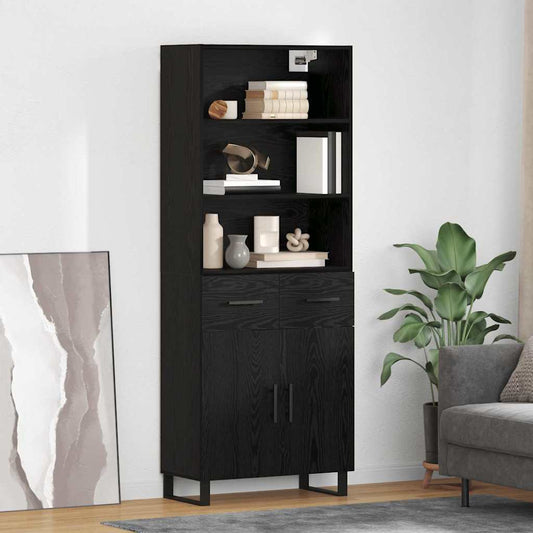 vidaXL Highboard 2 pcs Μαύρη Οξυά 69,5 x 34 x 180 εκ.