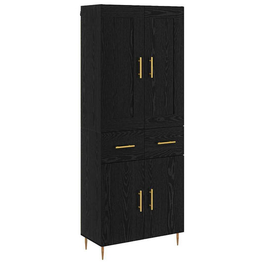 vidaXL Highboard Μαύρη Οξυά 69,5 x 34 x 180 εκ. Επεξεργασμένο ξύλο