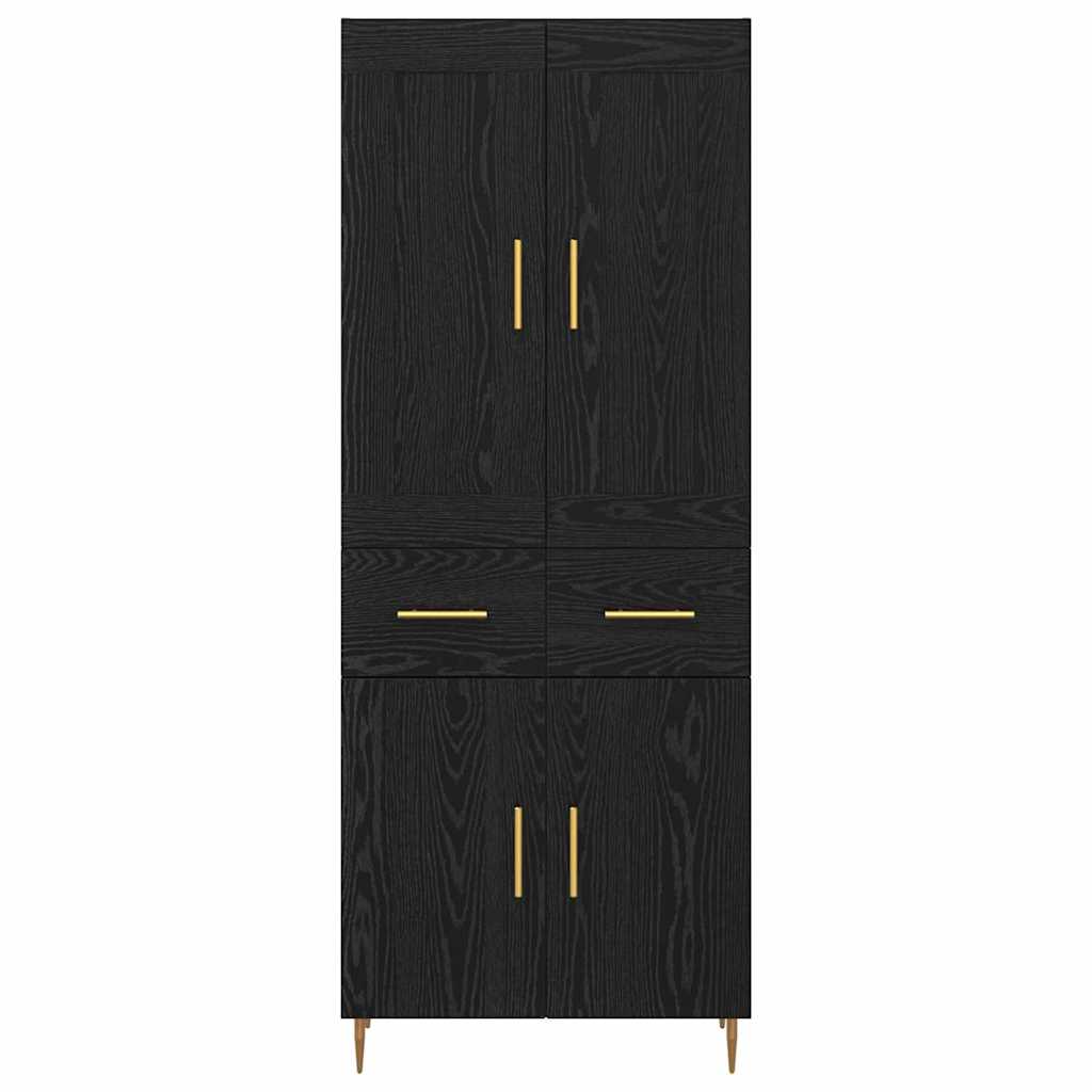 Highboard Μαύρη Οξυά 69,5 x 34 x 180 εκ. Επεξεργασμένο ξύλο