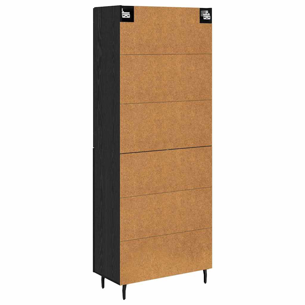 vidaXL Highboard 2 pcs Μαύρη Οξυά Σύνθετο Ξύλο και Γυαλί