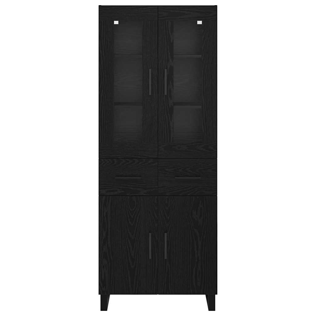 vidaXL Highboard με συρτάρι 2 pcs Μαύρη Οξυά Σύνθετο Ξύλο και Γυαλί