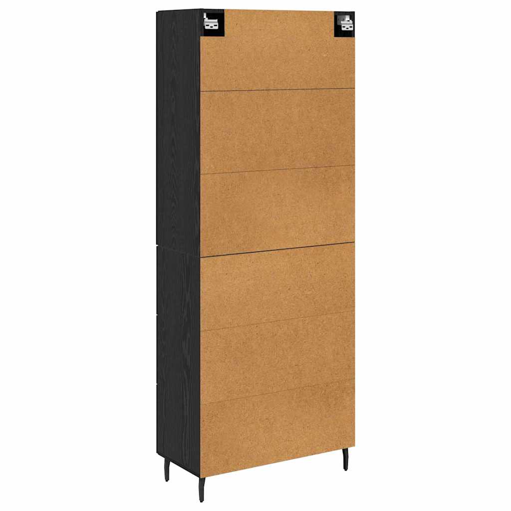 vidaXL Highboard με συρτάρι 2 pcs Μαύρη δρυς Σύνθετο Ξύλο και Γυαλί
