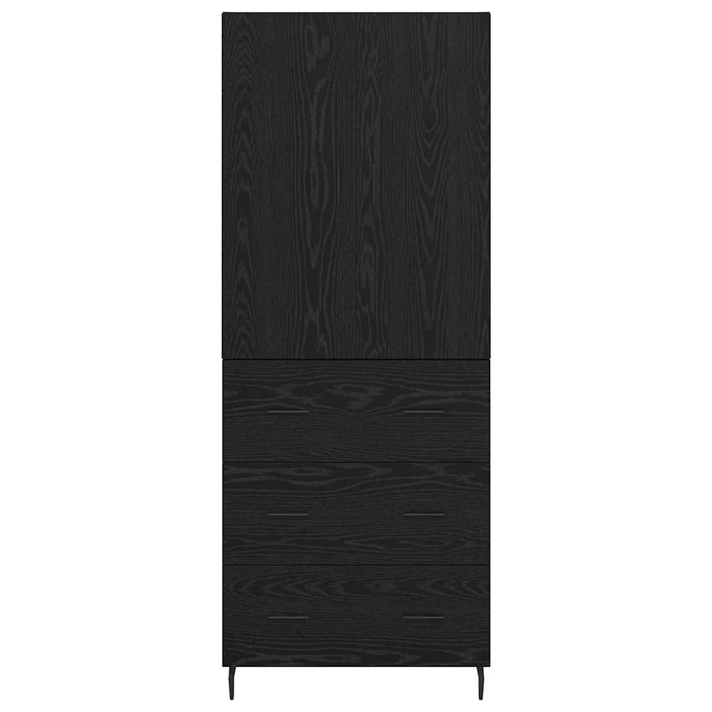 vidaXL Highboard με συρτάρι 2 pcs Μαύρη δρυς Σύνθετο Ξύλο και Γυαλί