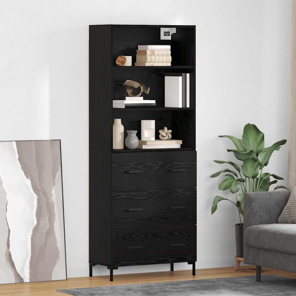 vidaXL Highboard Μαύρη Οξυά 69,5 x 34 x 180 εκ. Επεξεργασμένο ξύλο