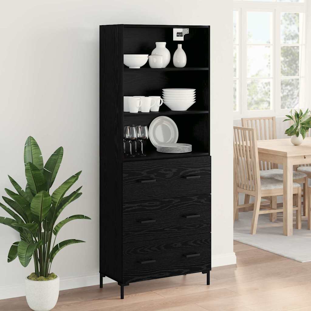 vidaXL Highboard Μαύρη Οξυά 69,5 x 34 x 180 εκ. Επεξεργασμένο ξύλο