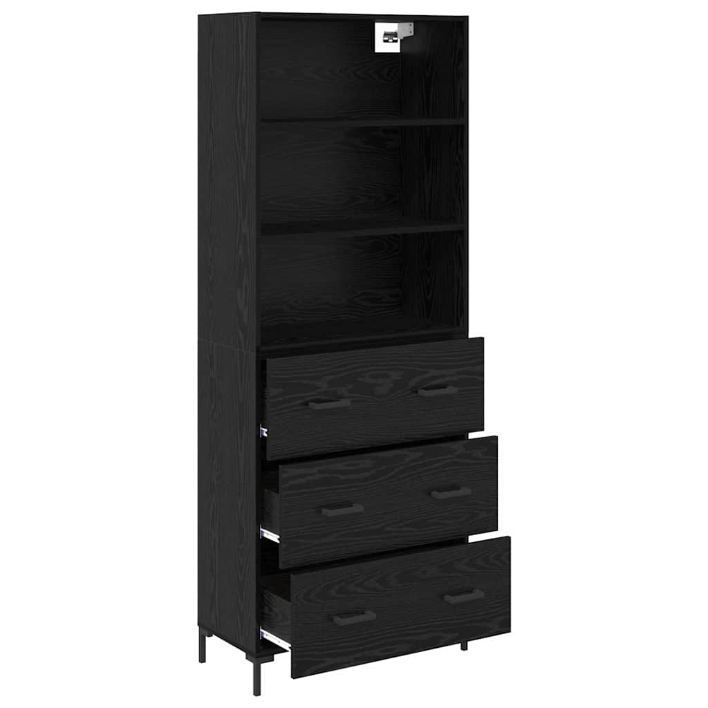 vidaXL Highboard Μαύρη Οξυά 69,5 x 34 x 180 εκ. Επεξεργασμένο ξύλο