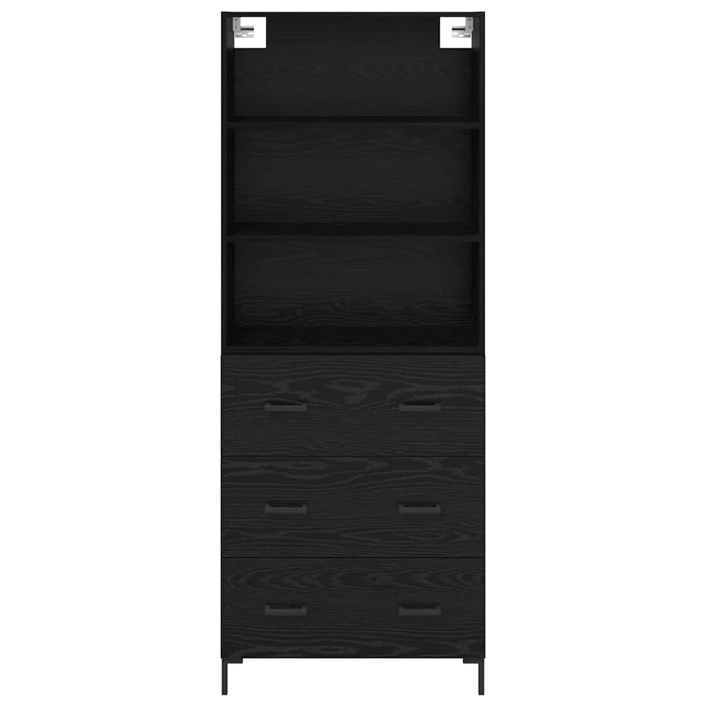 vidaXL Highboard Μαύρη Οξυά 69,5 x 34 x 180 εκ. Επεξεργασμένο ξύλο