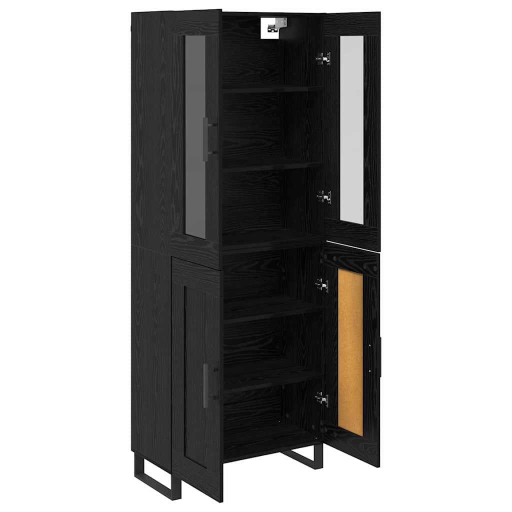vidaXL Highboard 2 pcs Μαύρη Οξυά Σύνθετο Ξύλο και Γυαλί