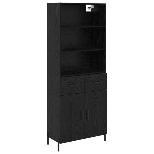 vidaXL Highboard Μαύρη δρυς 69,5 x 34 x 180 εκ. Επεξεργασμένο ξύλο
