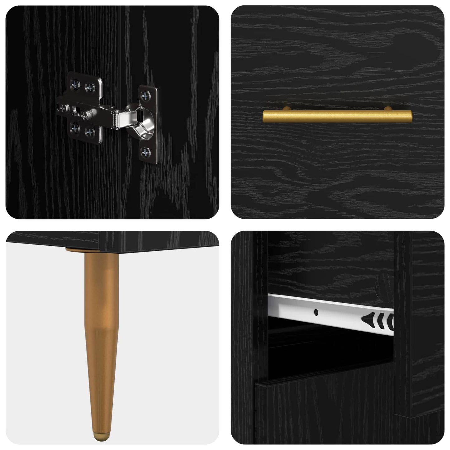 vidaXL Highboard Μαύρη Οξυά 69,5 x 34 x 180 εκ. Επεξεργασμένο ξύλο