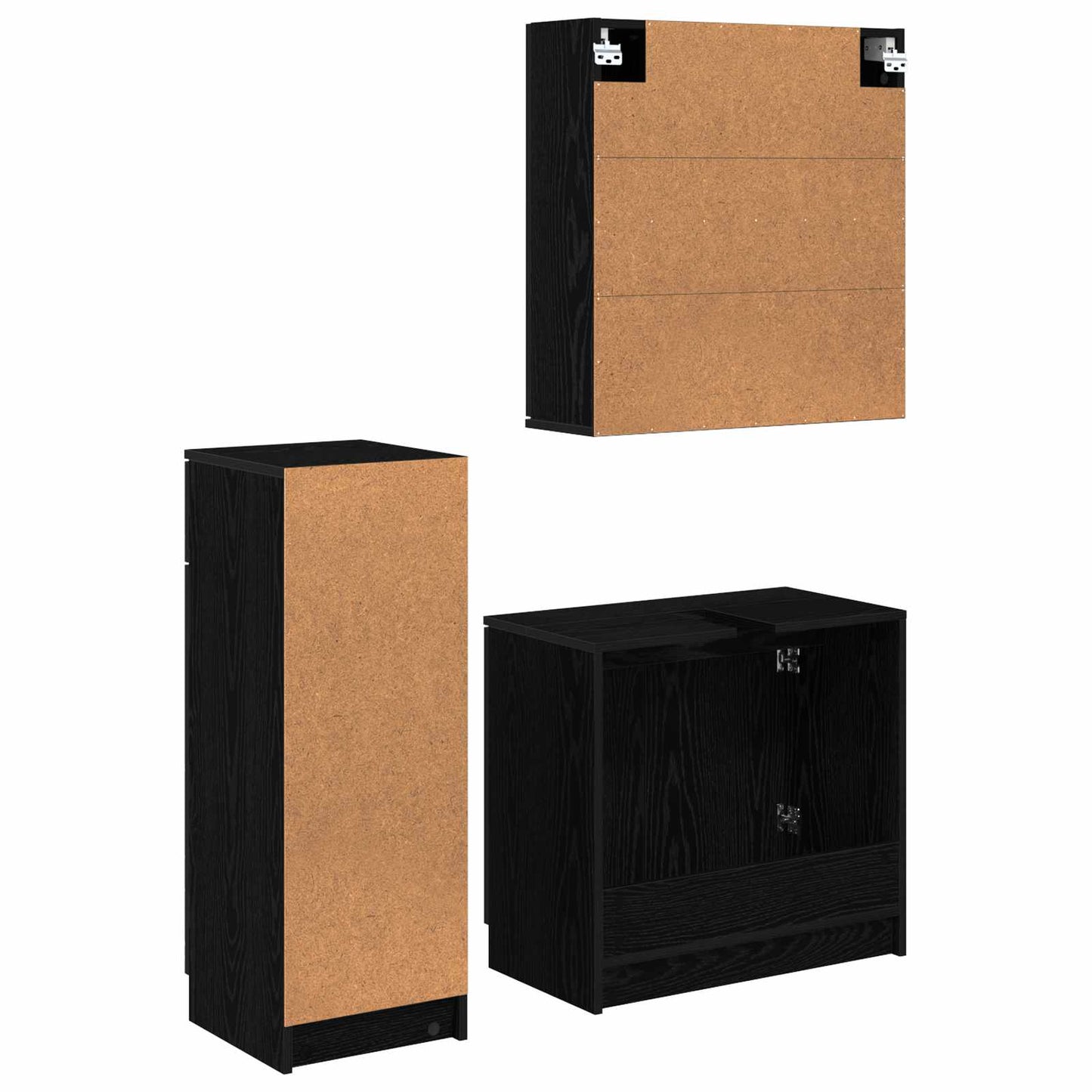 vidaXL Σετ Επίπλων Μπάνιου 3 pcs Μαύρη Οξυά Επεξεργασμένο ξύλο