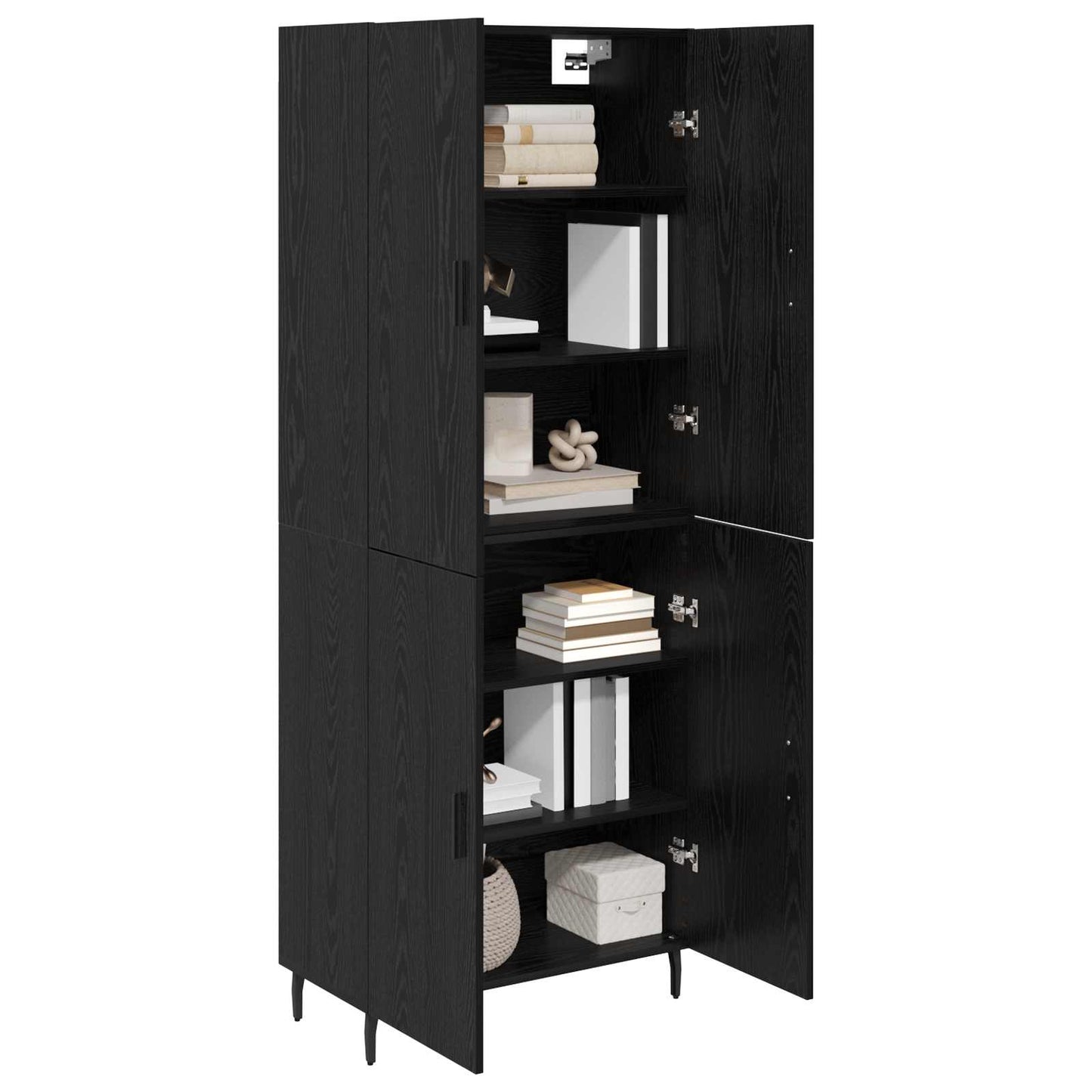 vidaXL Highboard 2 pcs Μαύρη δρυς Σύνθετο Ξύλο και Γυαλί