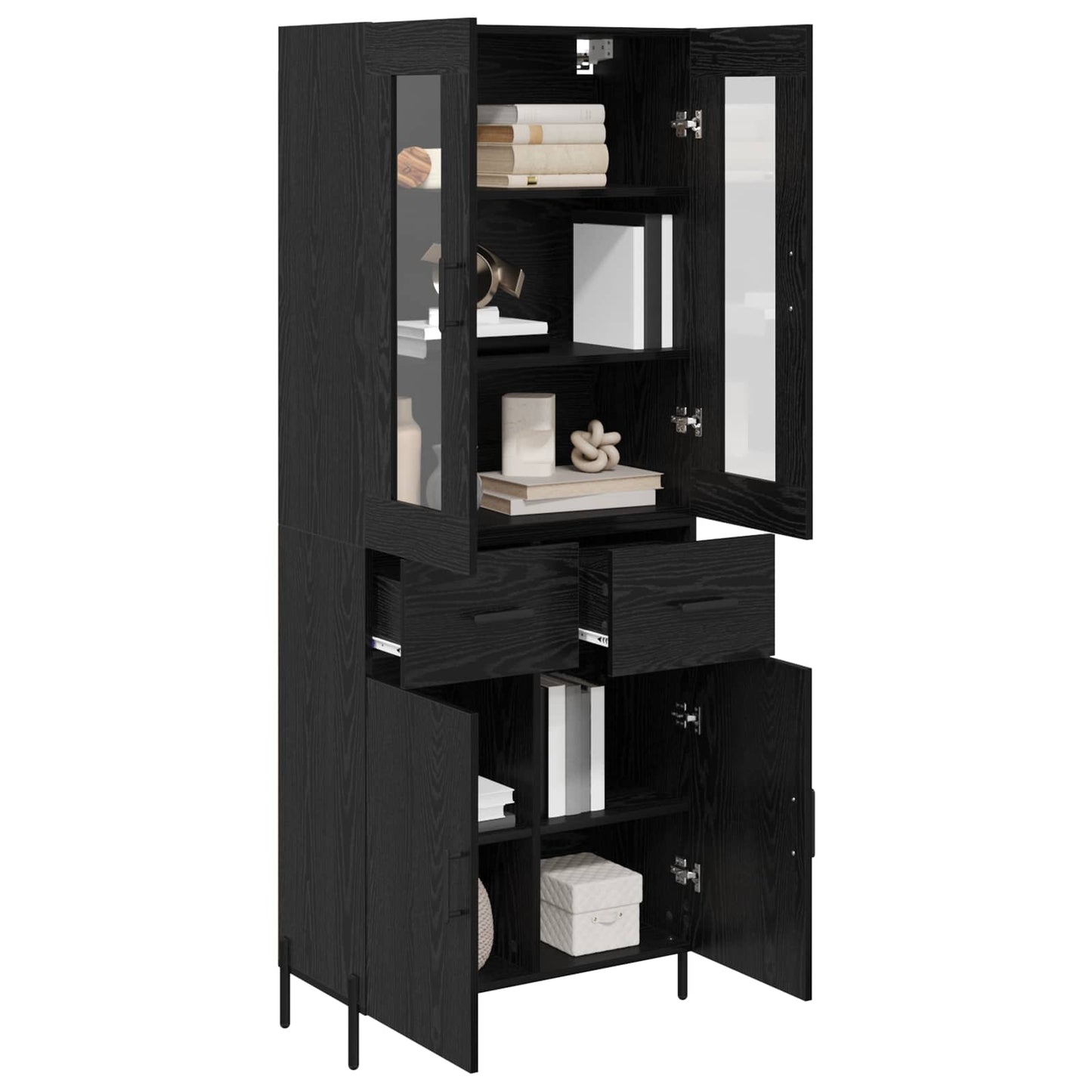vidaXL Highboard Μαύρη Οξυά 69,5 x 34 x 180 εκ. Επεξεργασμένο ξύλο