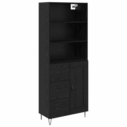 vidaXL Highboard με συρτάρι 2 pcs Μαύρη Οξυά Επεξεργασμένο ξύλο