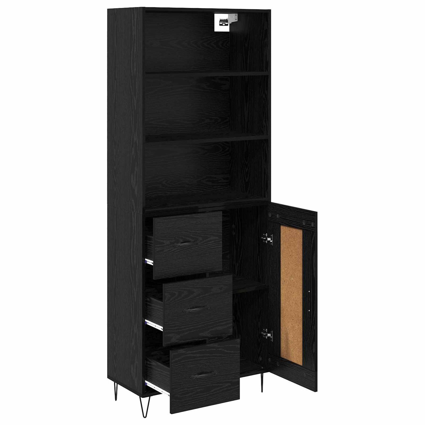 vidaXL Highboard με συρτάρι 2 pcs Μαύρη Οξυά Επεξεργασμένο ξύλο