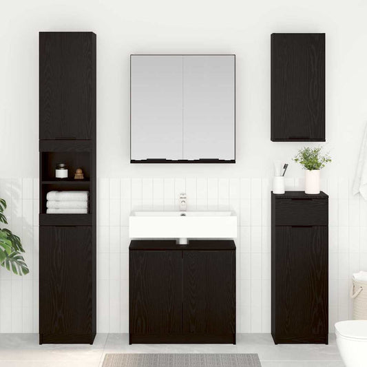 vidaXL Σετ Ντουλαπιών Μπάνιου 3 pcs Μαύρη Οξυά Επεξεργασμένο ξύλο