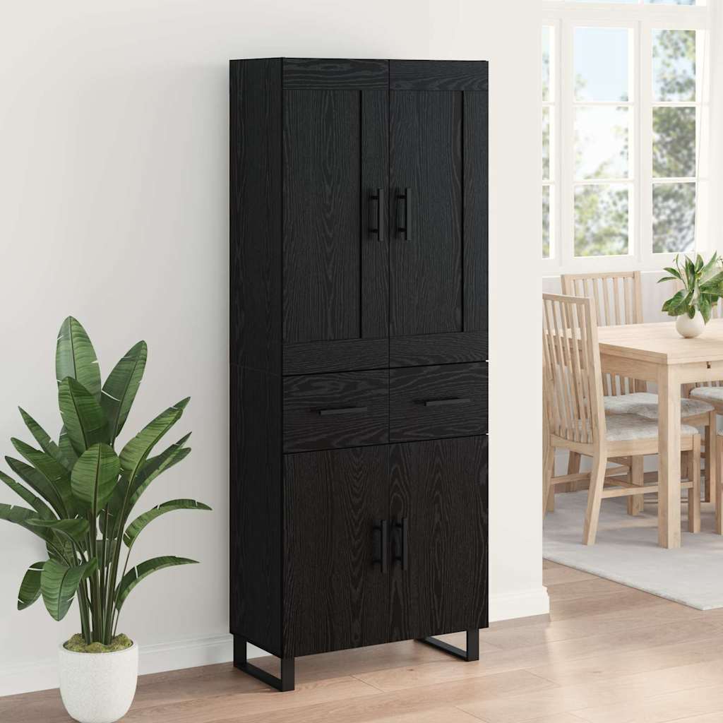 vidaXL Highboard Μαύρη Οξυά 69,5 x 34 x 180 εκ. Επεξεργασμένο ξύλο