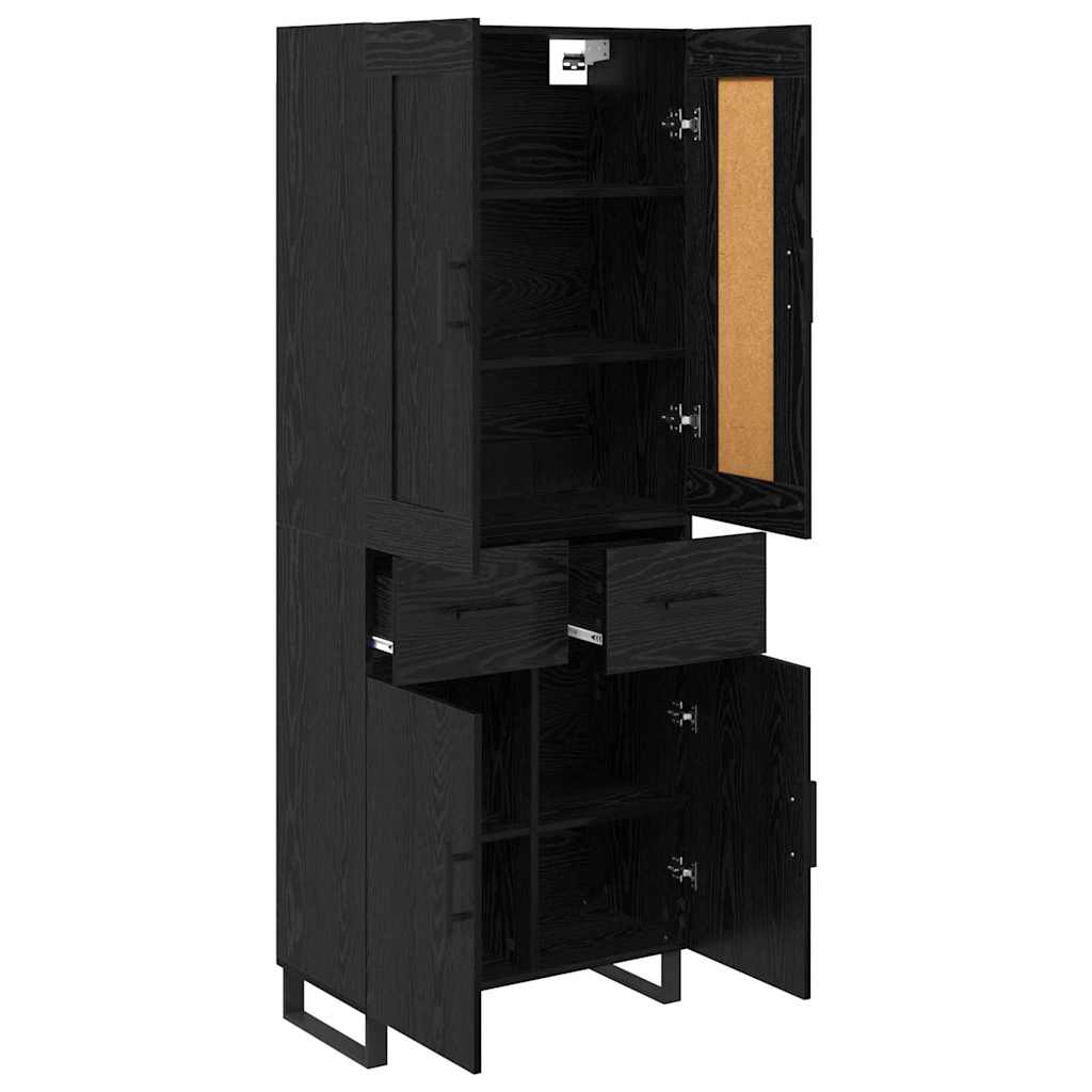 vidaXL Highboard Μαύρη Οξυά 69,5 x 34 x 180 εκ. Επεξεργασμένο ξύλο