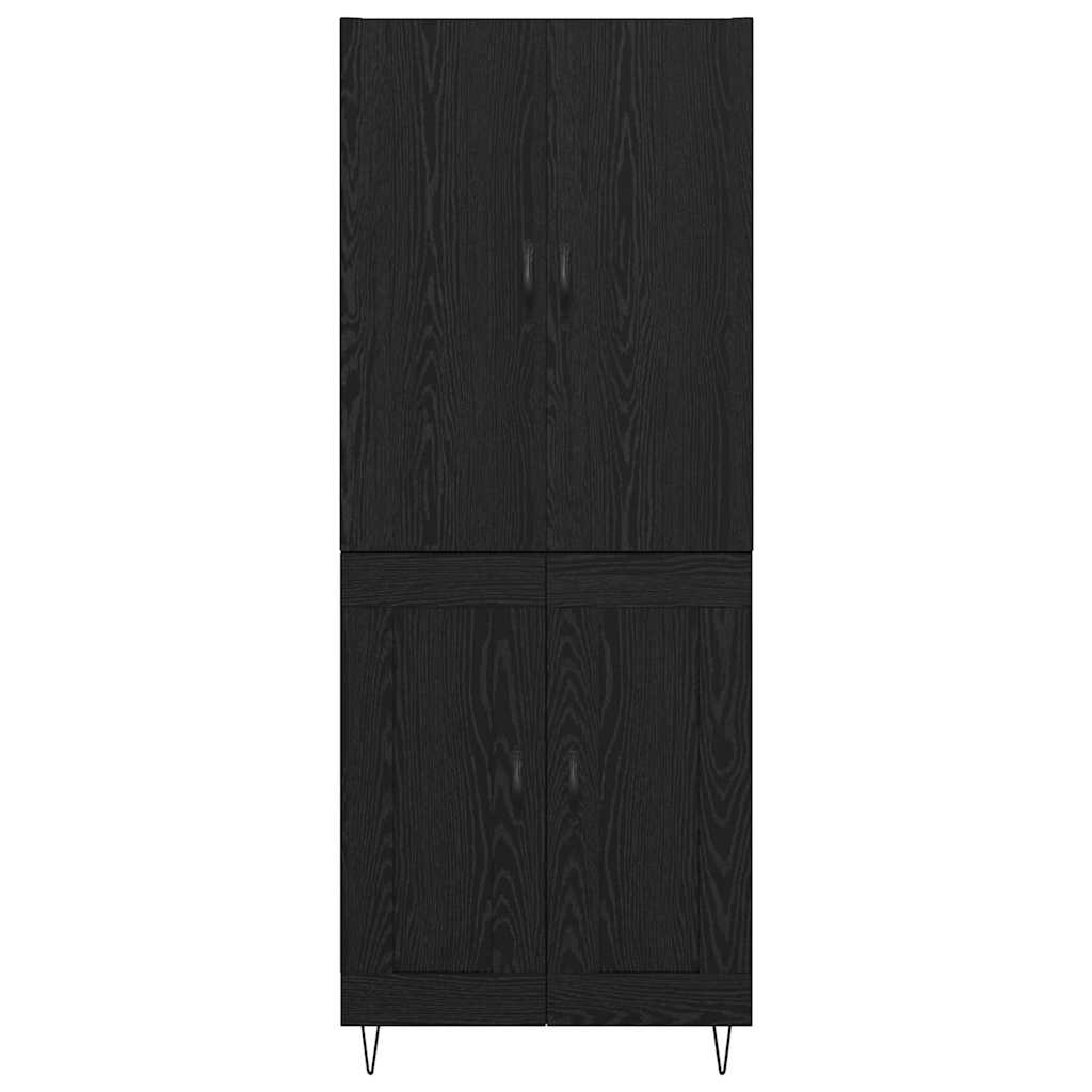 vidaXL Highboard 2 pcs Μαύρη Οξυά Μηχανική ξυλεία και γυαλί