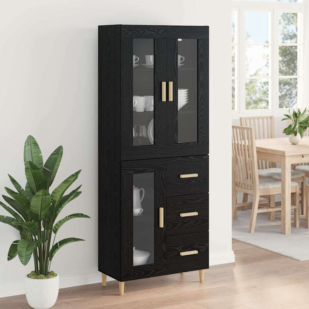 vidaXL Highboard Μαύρη Οξυά 69,5 x 34 x 180 εκ. Επεξεργασμένο ξύλο