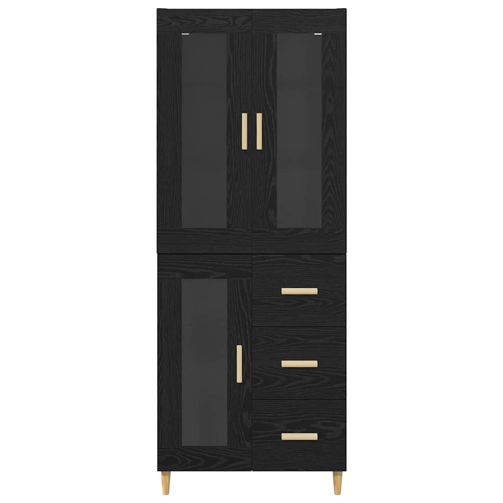 vidaXL Highboard Μαύρη Οξυά 69,5 x 34 x 180 εκ. Επεξεργασμένο ξύλο