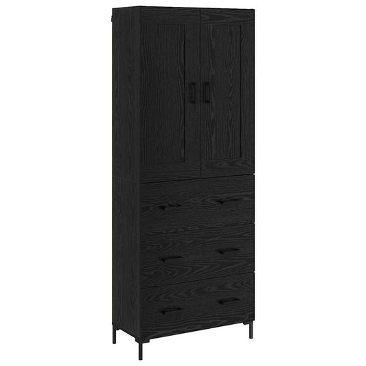 vidaXL Highboard με συρτάρι 2 pcs Μαύρη Οξυά Επεξεργασμένο ξύλο