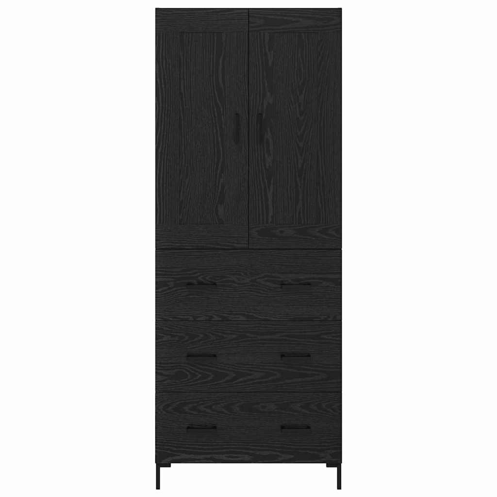 vidaXL Highboard με συρτάρι 2 pcs Μαύρη Οξυά Επεξεργασμένο ξύλο