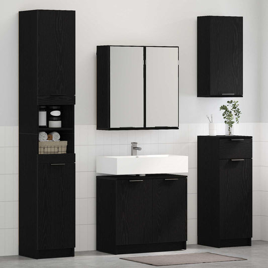vidaXL Σετ Επίπλων Μπάνιου 5 τμχ. Μαύρη Οξυά 64,5 x 33,5 x 59 εκ.