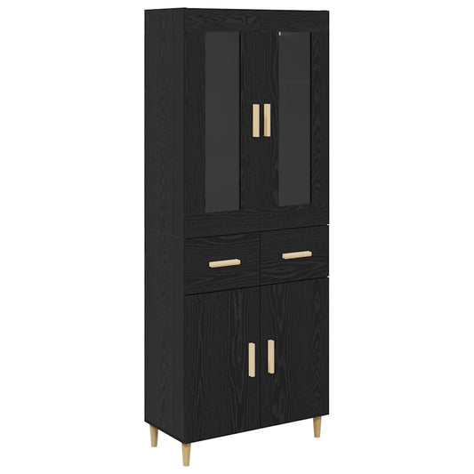 vidaXL Highboard Μαύρη Οξυά 69,5 x 34 x 180 εκ. Επεξεργασμένο ξύλο
