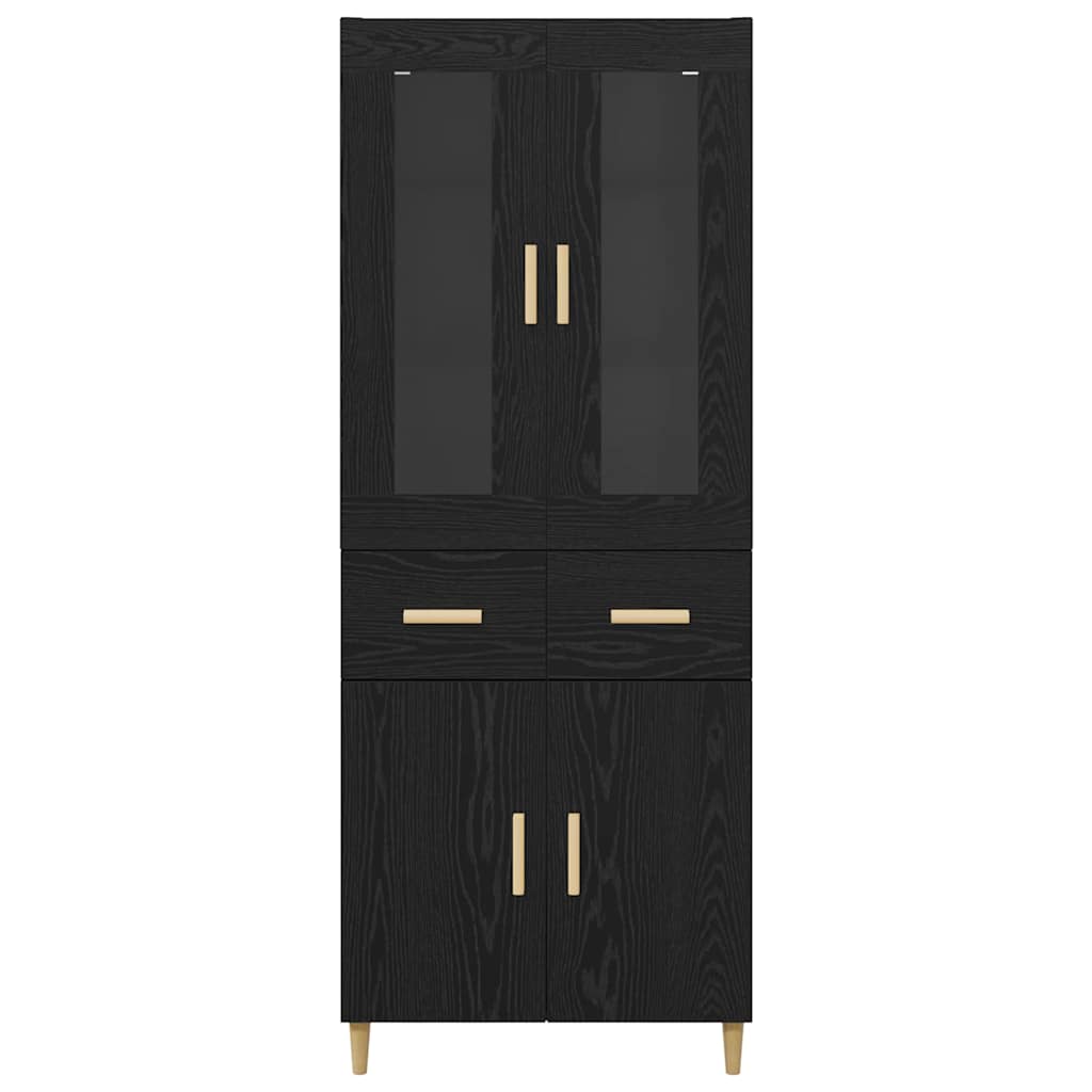 vidaXL Highboard Μαύρη Οξυά 69,5 x 34 x 180 εκ. Επεξεργασμένο ξύλο