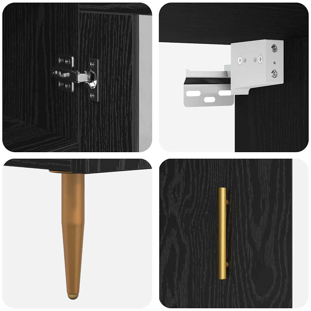 vidaXL Highboard 2 pcs Μαύρη Οξυά Επεξεργασμένο ξύλο