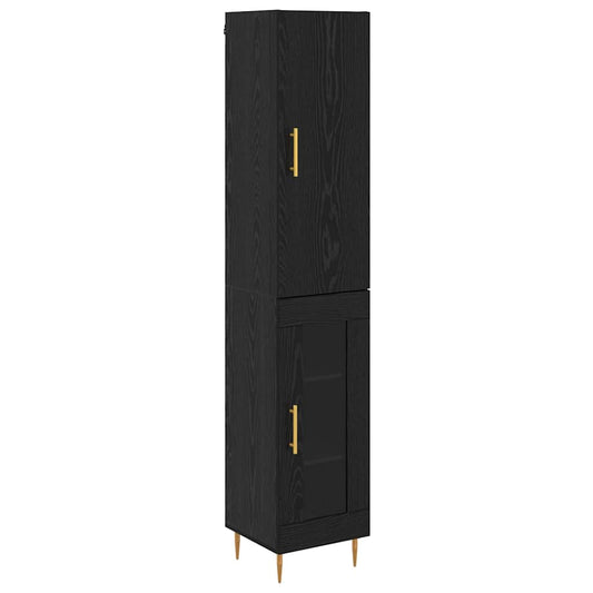 vidaXL Highboard 2 pcs Μαύρη Οξυά Επεξεργασμένο ξύλο