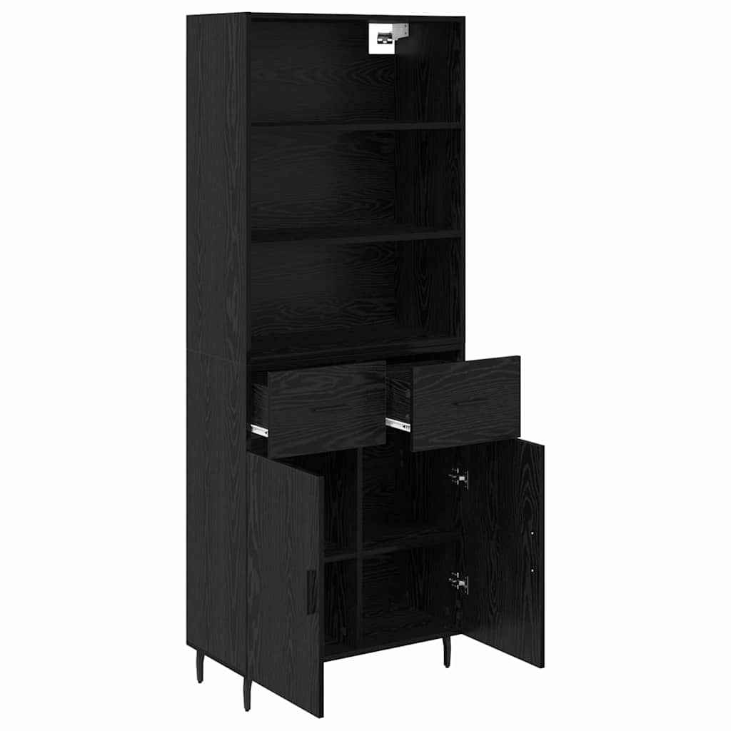 vidaXL Highboard Μαύρη Οξυά 69,5 x 34 x 180 εκ. Σύνθετο Ξύλο και Γυαλί