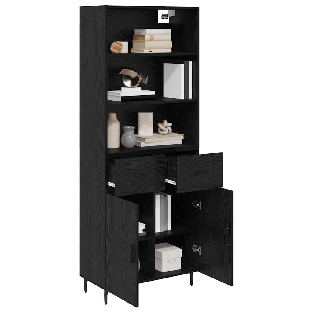 vidaXL Highboard Μαύρη Οξυά 69,5 x 34 x 180 εκ. Σύνθετο Ξύλο και Γυαλί