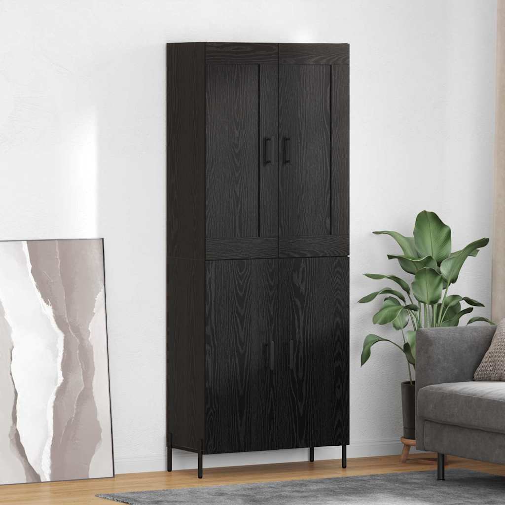 vidaXL Highboard 2 pcs Μαύρη Οξυά Επεξεργασμένο ξύλο