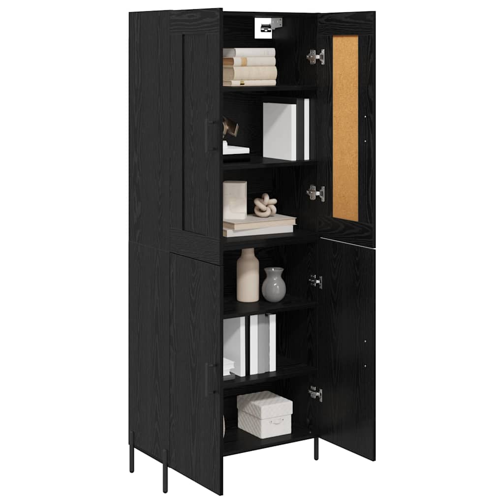 vidaXL Highboard 2 pcs Μαύρη Οξυά Επεξεργασμένο ξύλο