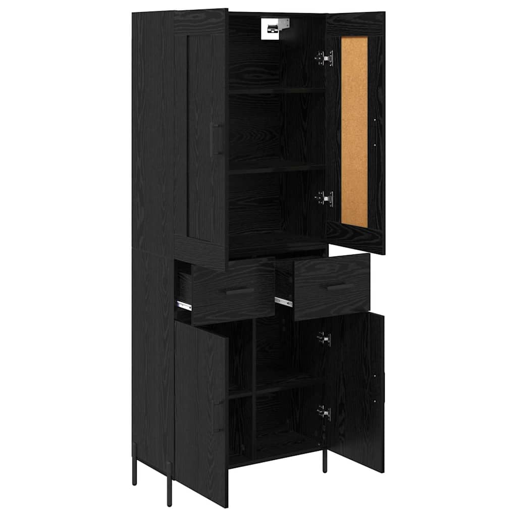vidaXL Highboard με συρτάρι 2 pcs Μαύρη Οξυά Επεξεργασμένο ξύλο