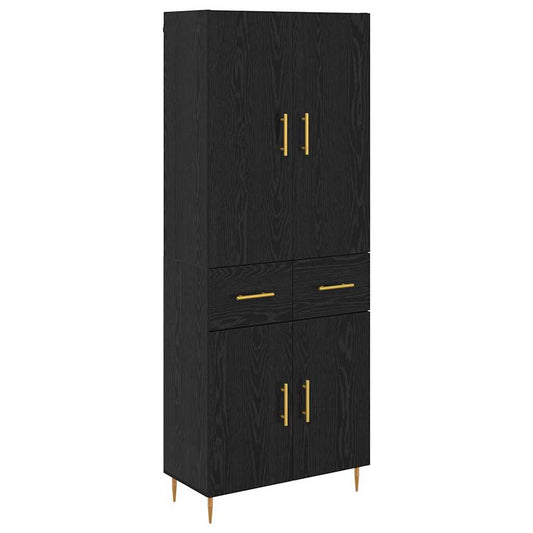 vidaXL Highboard Μαύρη Οξυά 69,5 x 34 x 180 εκ. Επεξεργασμένο ξύλο
