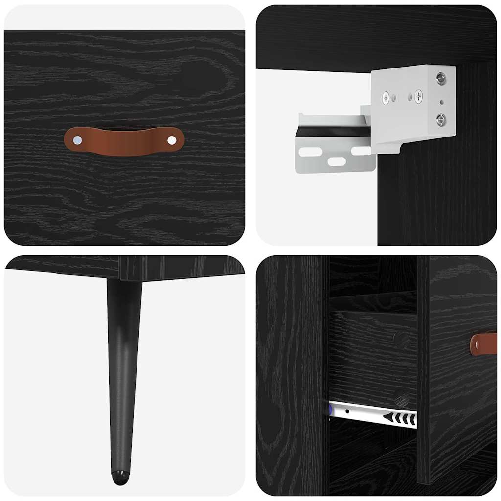 vidaXL Highboard Μαύρη δρυς 69,5 x 34 x 180 εκ. Επεξεργασμένο ξύλο