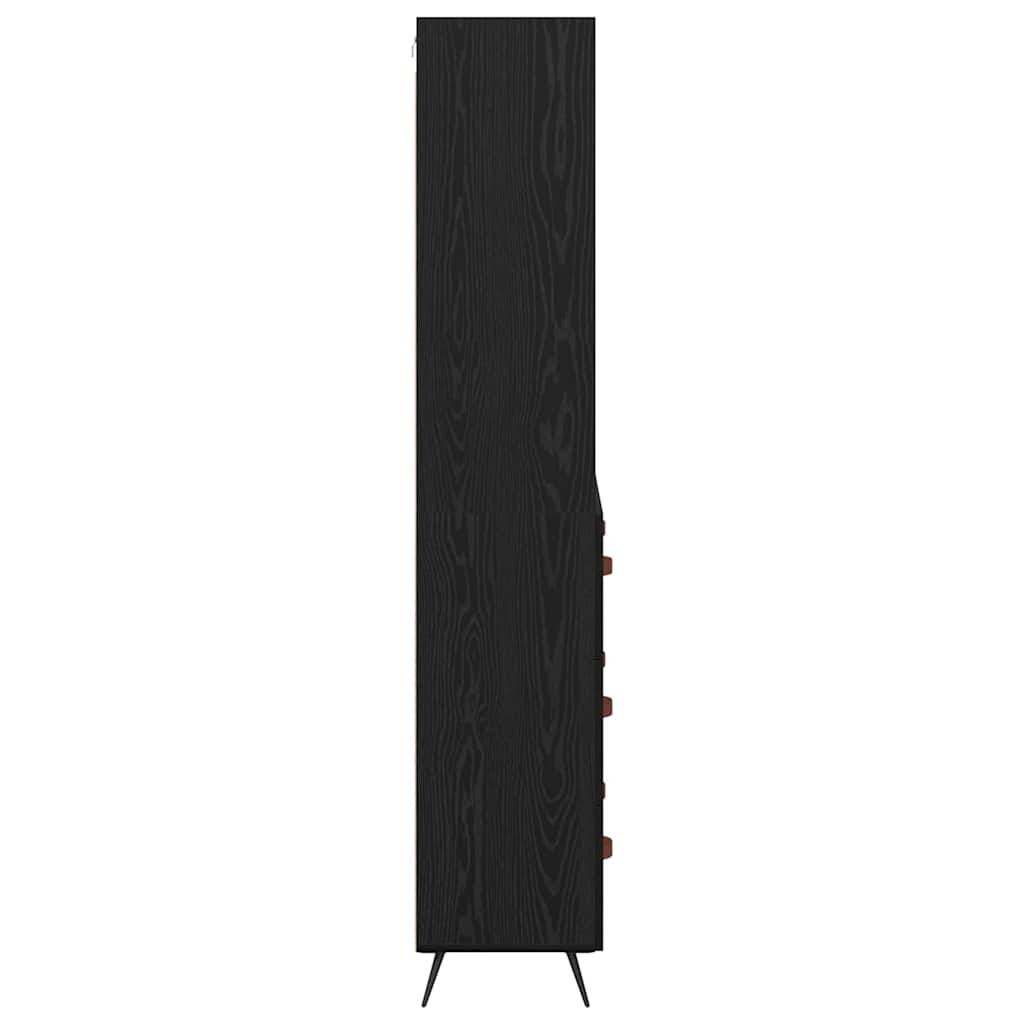 vidaXL Highboard Μαύρη δρυς 69,5 x 34 x 180 εκ. Επεξεργασμένο ξύλο