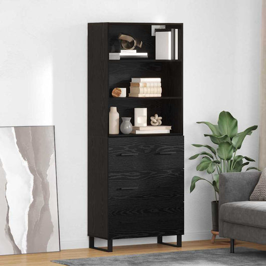 vidaXL Highboard Μαύρη Οξυά 69,5 x 34 x 180 εκ. Επεξεργασμένο ξύλο