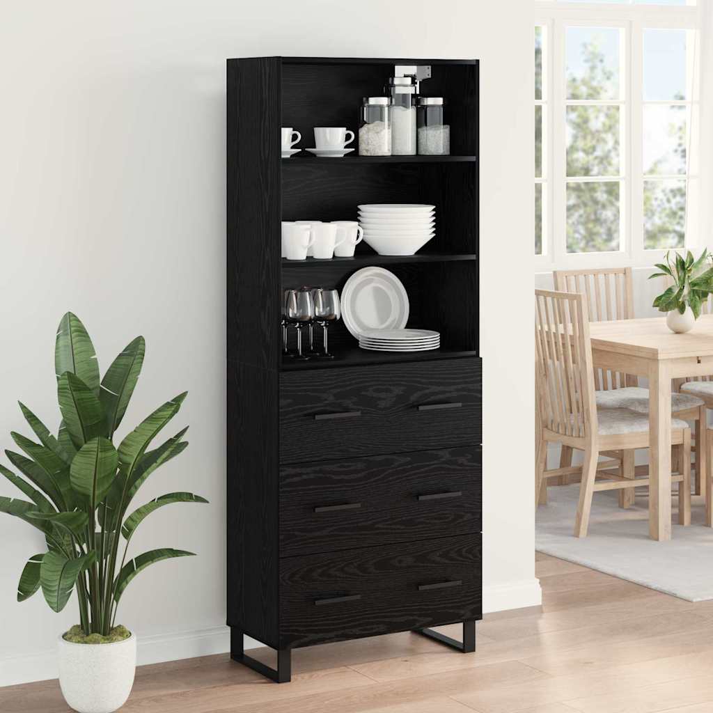 vidaXL Highboard Μαύρη Οξυά 69,5 x 34 x 180 εκ. Επεξεργασμένο ξύλο