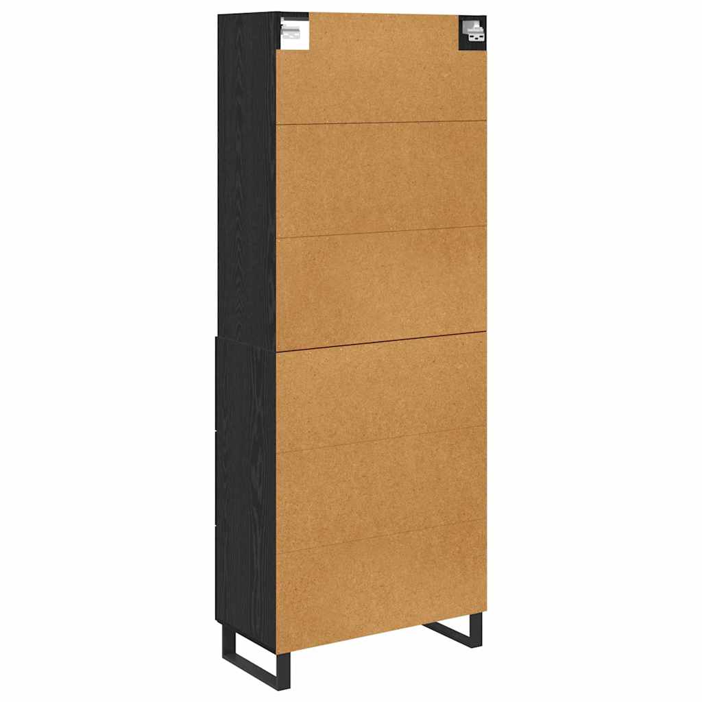 vidaXL Highboard Μαύρη Οξυά 69,5 x 34 x 180 εκ. Επεξεργασμένο ξύλο